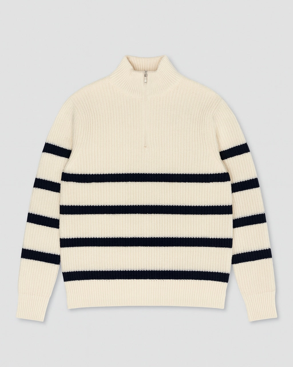 SOFT WOOL HALF-ZIP SWEATER CREAM/BLACK
