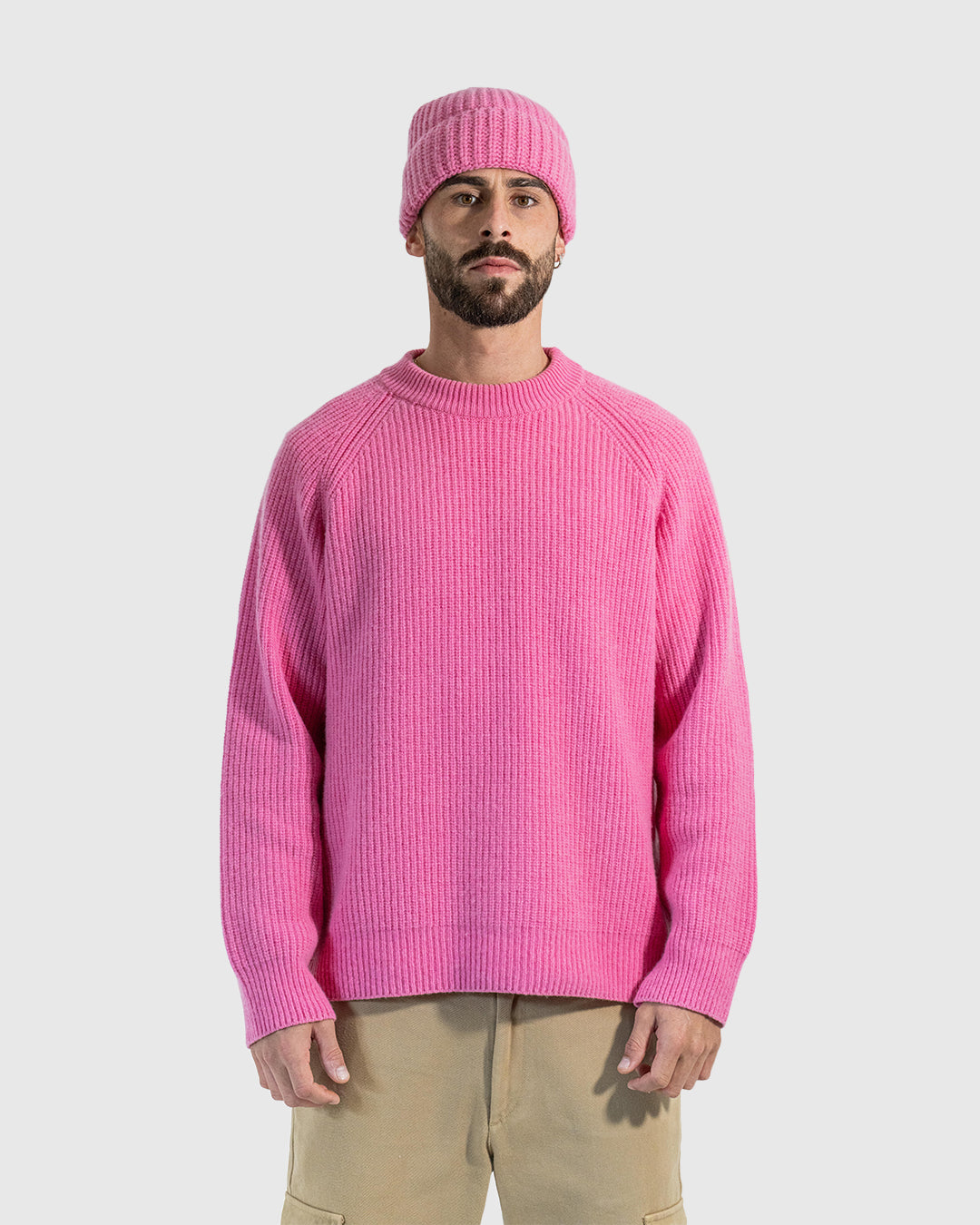 CHUNKY RIB KNIT CREWNECK PINK