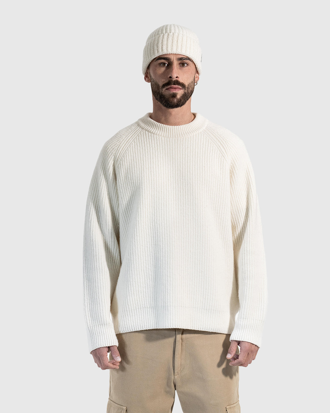 CHUNKY RIB KNIT CREWNECK CREAM