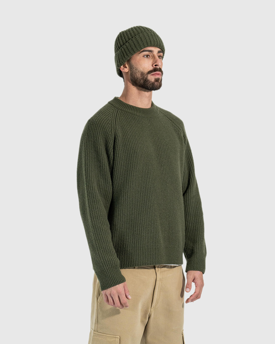 CHUNKY RIB KNIT CREWNECK OLIVE