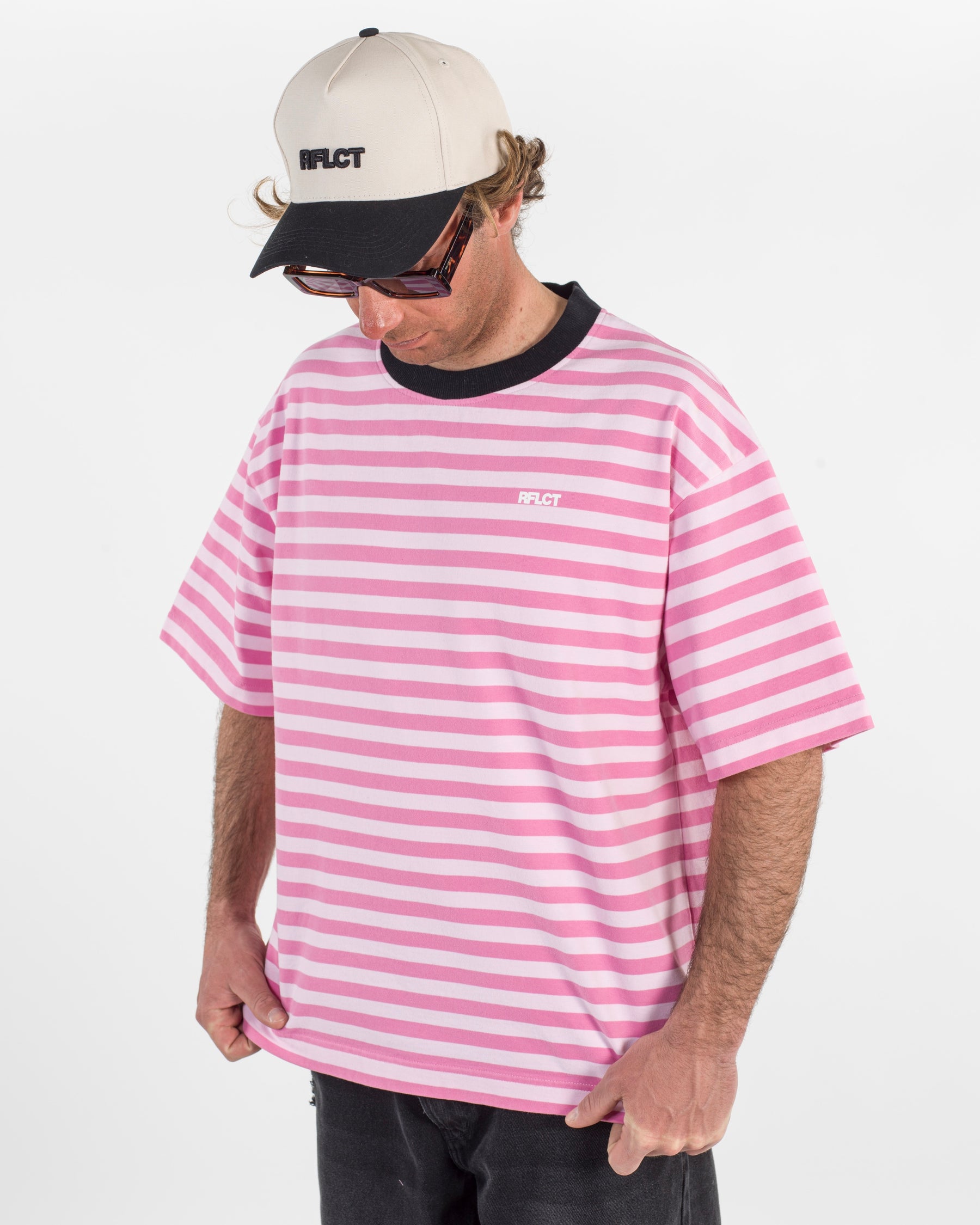 STRIPE TEE HOT PINK