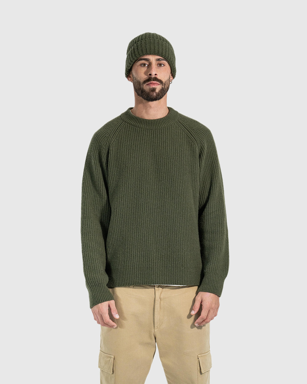 CHUNKY RIB KNIT CREWNECK OLIVE