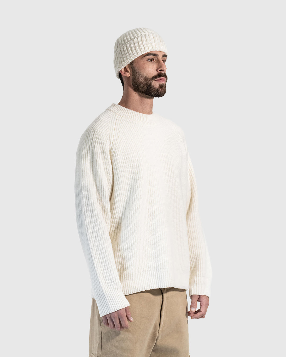 CHUNKY RIB KNIT CREWNECK CREAM