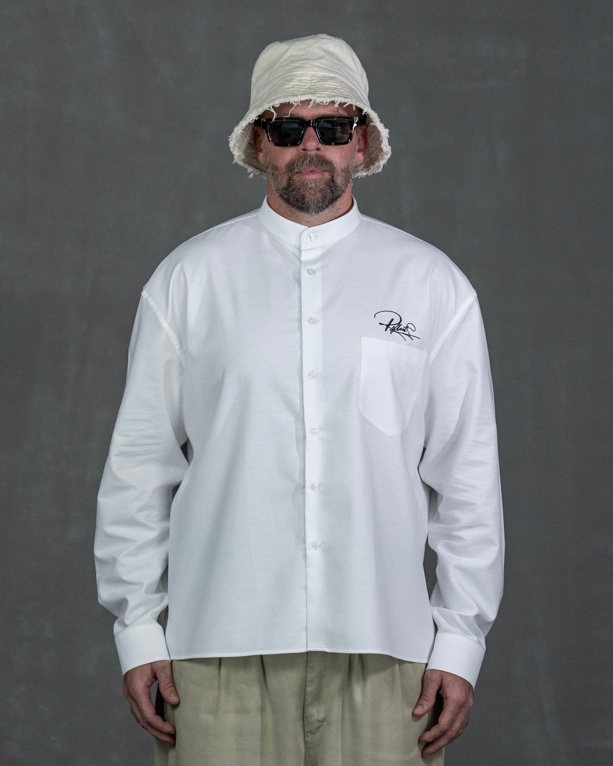 RFLCT Premium Streetwear Hemd Herren Oxford weiss