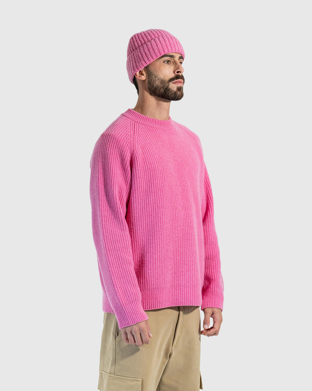 CHUNKY RIB KNIT CREWNECK PINK