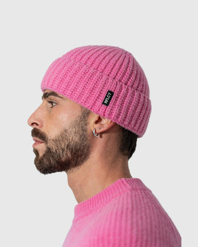 CHUNKY RIB WOOL BEANIE PINK