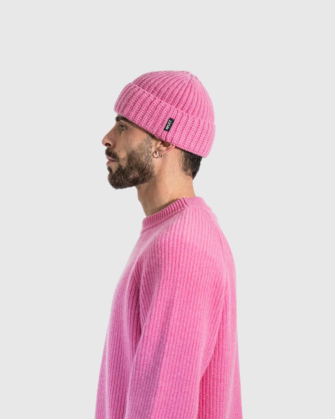 CHUNKY RIB WOOL BEANIE PINK