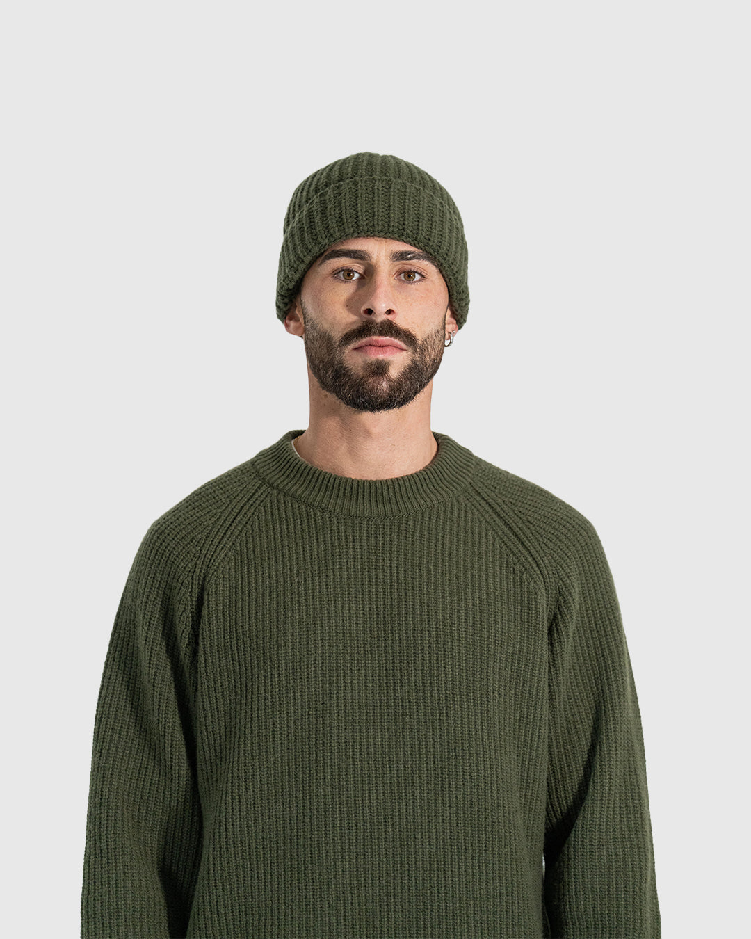 CHUNKY RIB WOOL BEANIE OLIVEGREEN