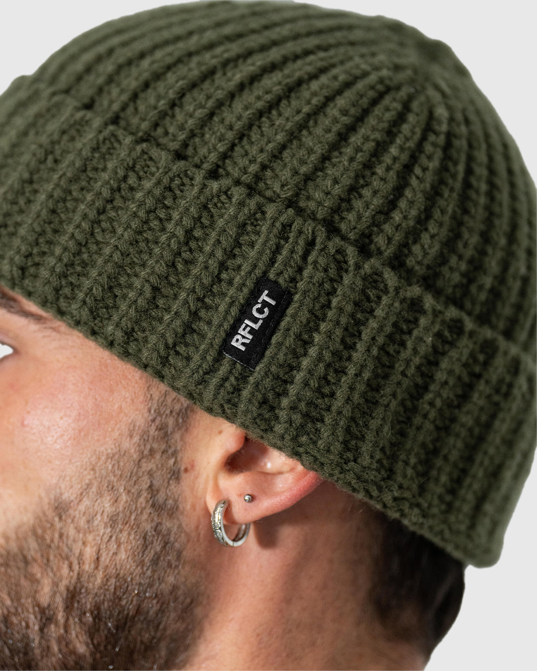 CHUNKY RIB WOOL BEANIE OLIVEGREEN