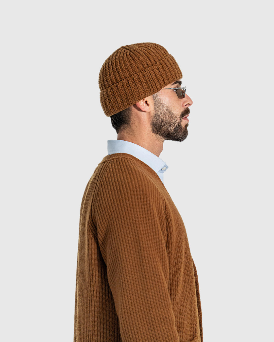 CHUNKY RIB WOOL BEANIE BROWN