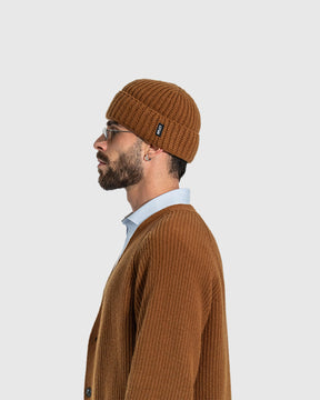 CHUNKY RIB WOOL BEANIE BROWN