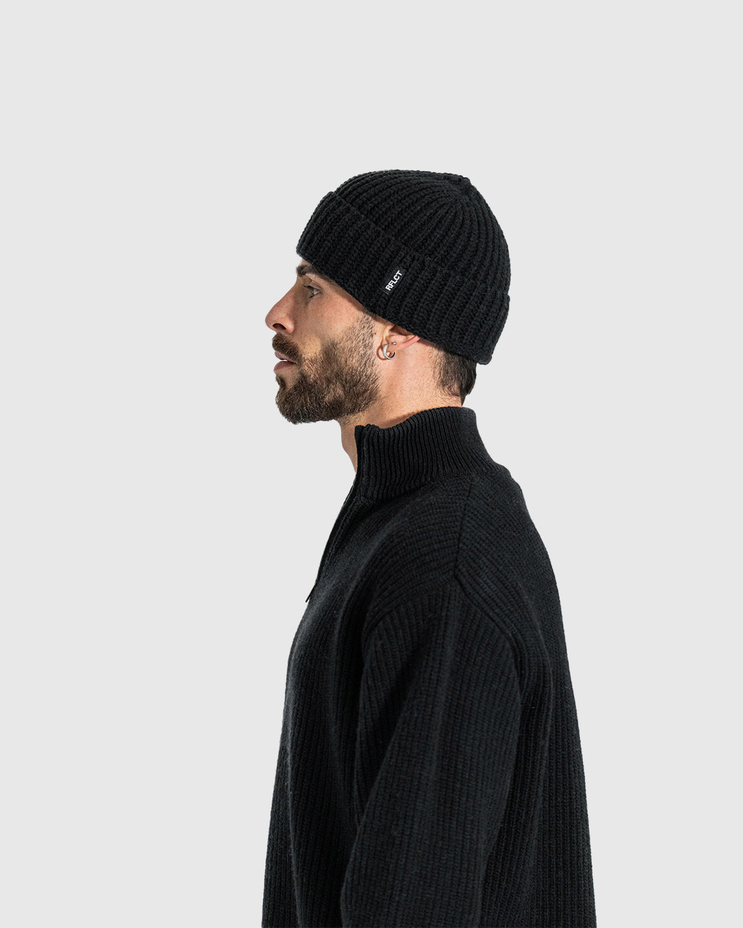 CHUNKY RIB WOOL BEANIE BLACK