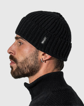 CHUNKY RIB WOOL BEANIE BLACK