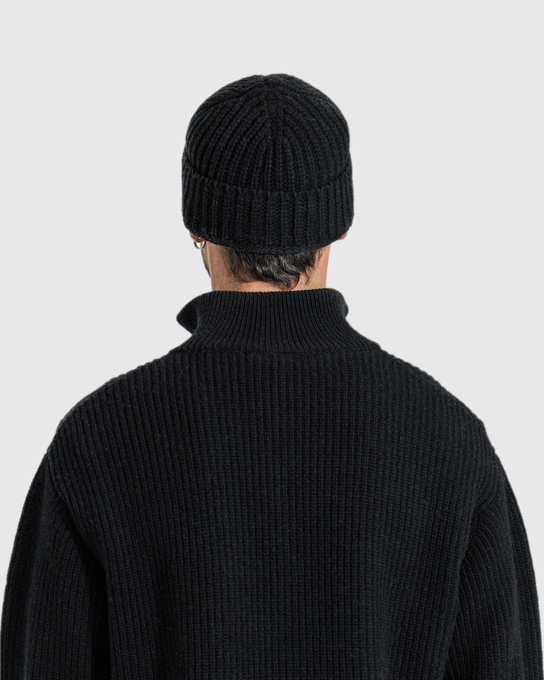 CHUNKY RIB WOOL BEANIE BLACK