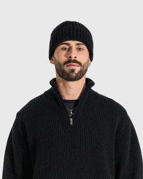 CHUNKY RIB WOOL BEANIE BLACK