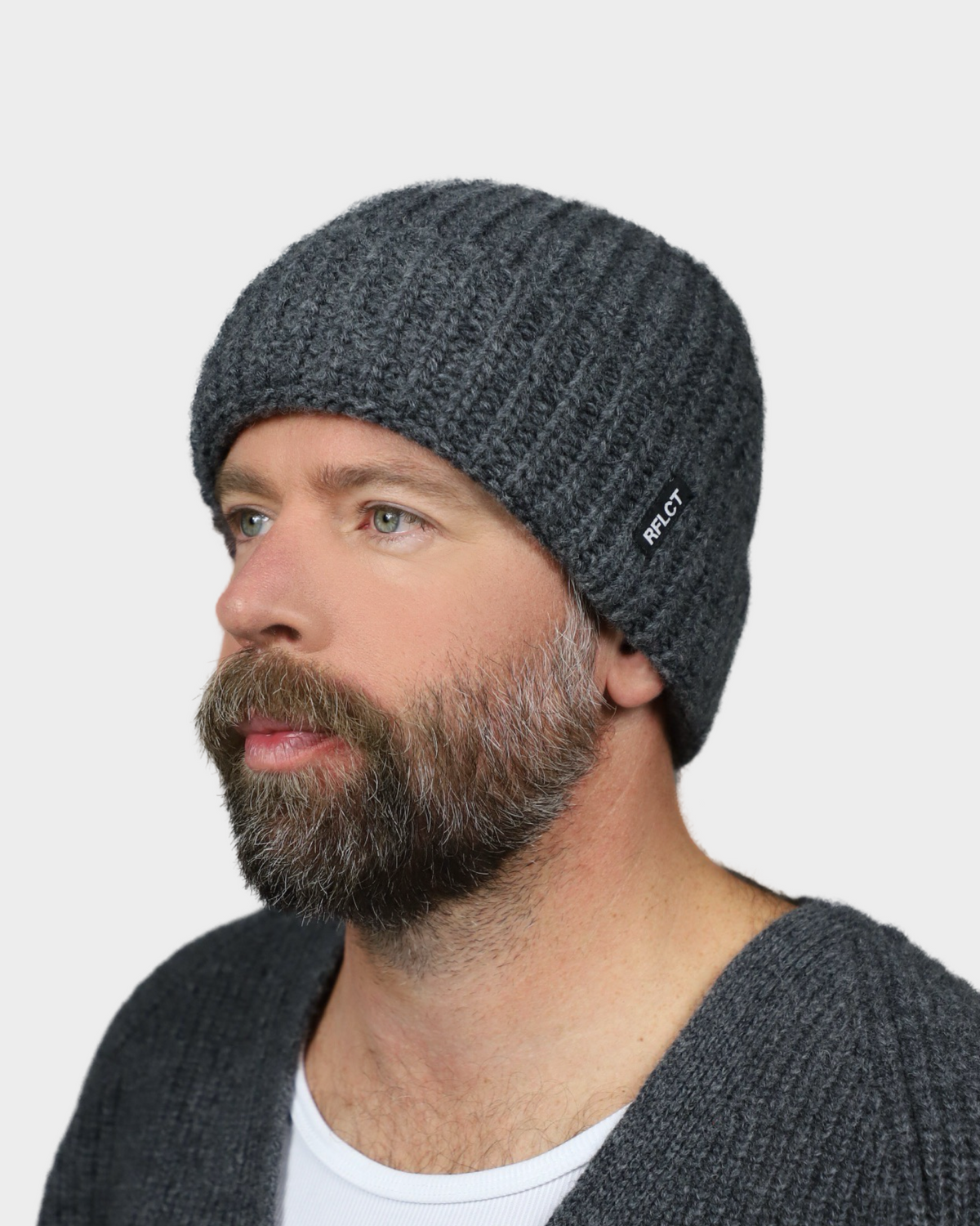 CHUNKY RIB WOOL BEANIE GREY