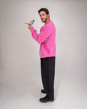 CHUNKY RIB KNIT CREWNECK PINK 