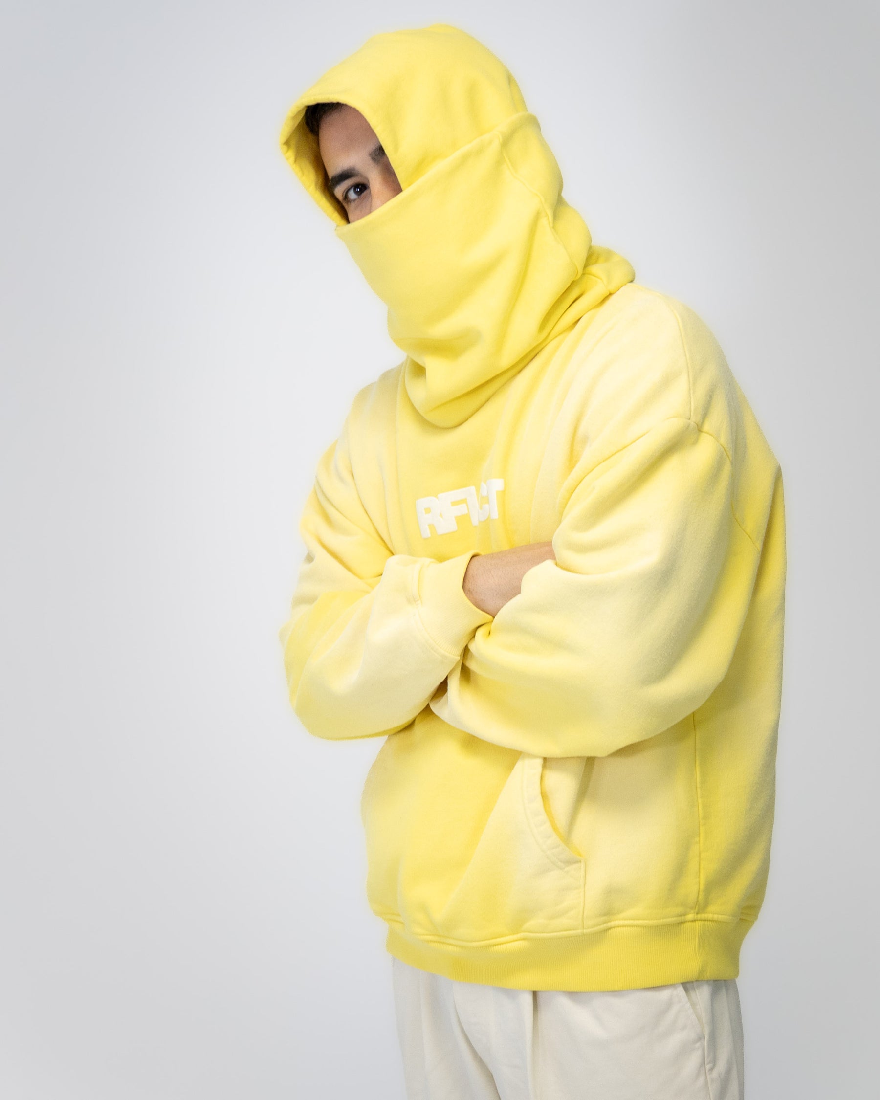 CLOUD MASK HOODIE - YELLOW SPRAYED