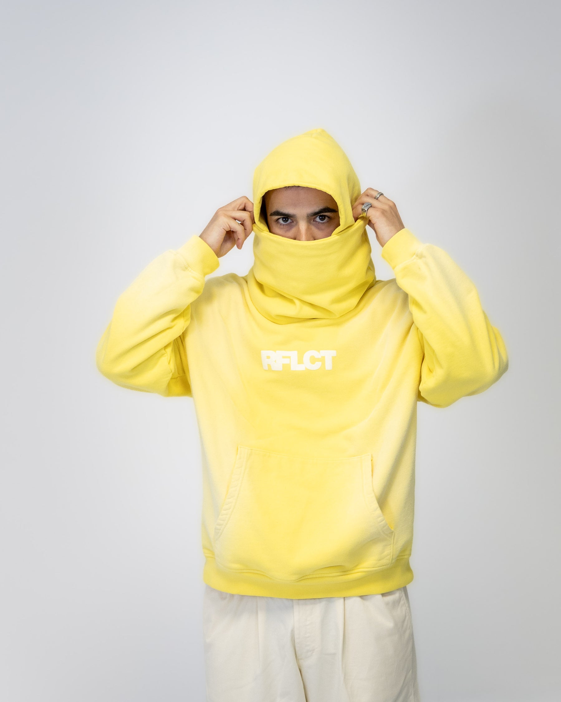 CLOUD MASK HOODIE - YELLOW SPRAYED