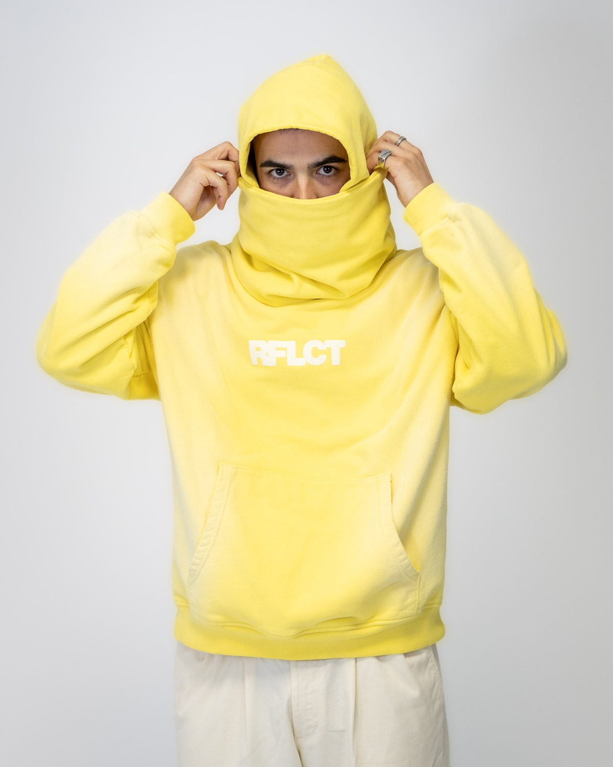 CLOUD MASK HOODIE - YELLOW SPRAYED