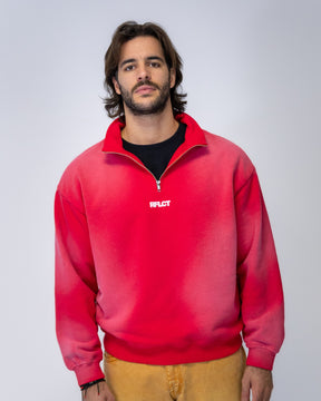 RED SMOKE QUARTER ZIP SWEATER