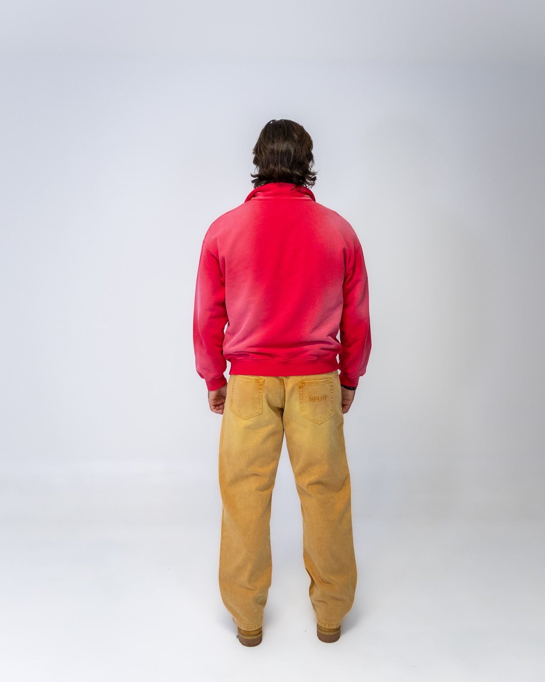 RED SMOKE QUARTER ZIP SWEATER